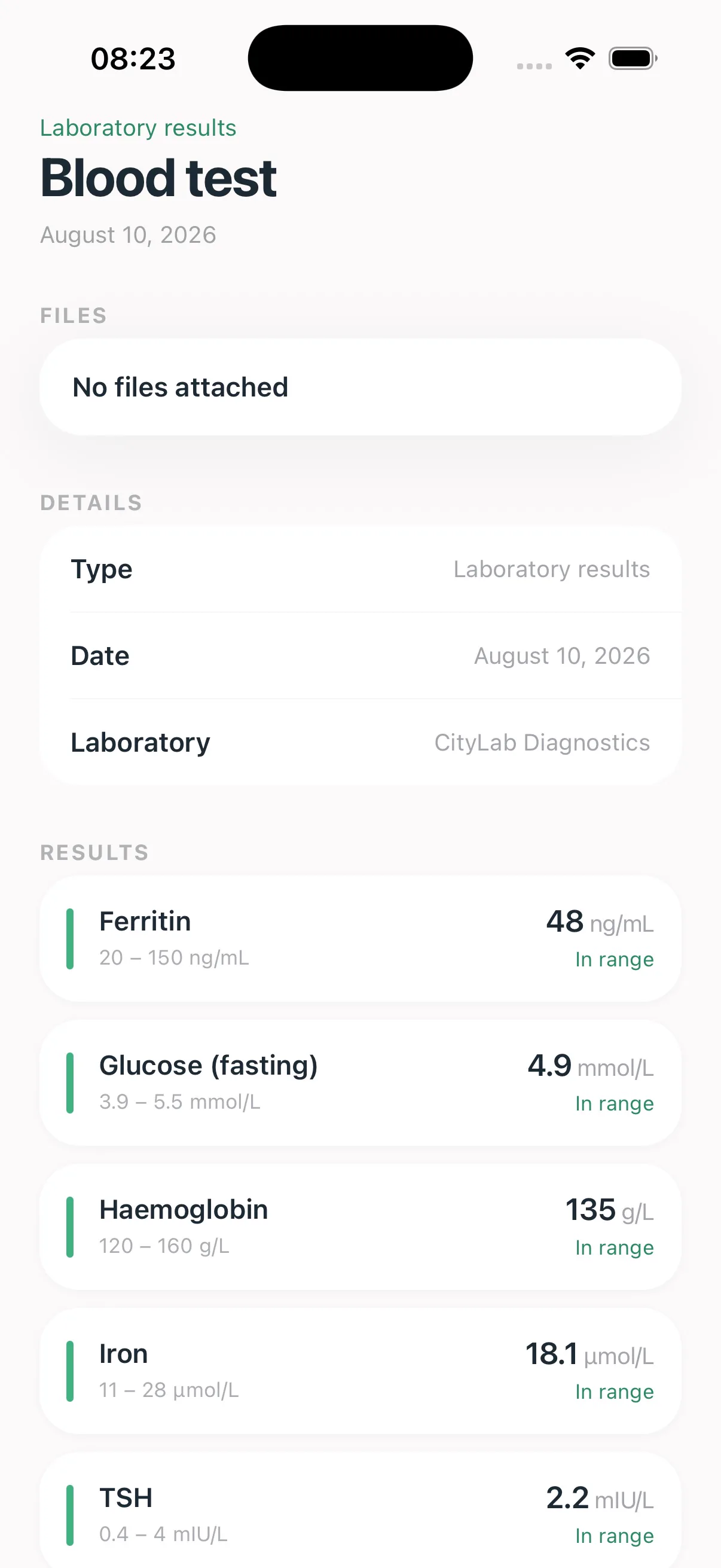Structured lab results in Anamoris